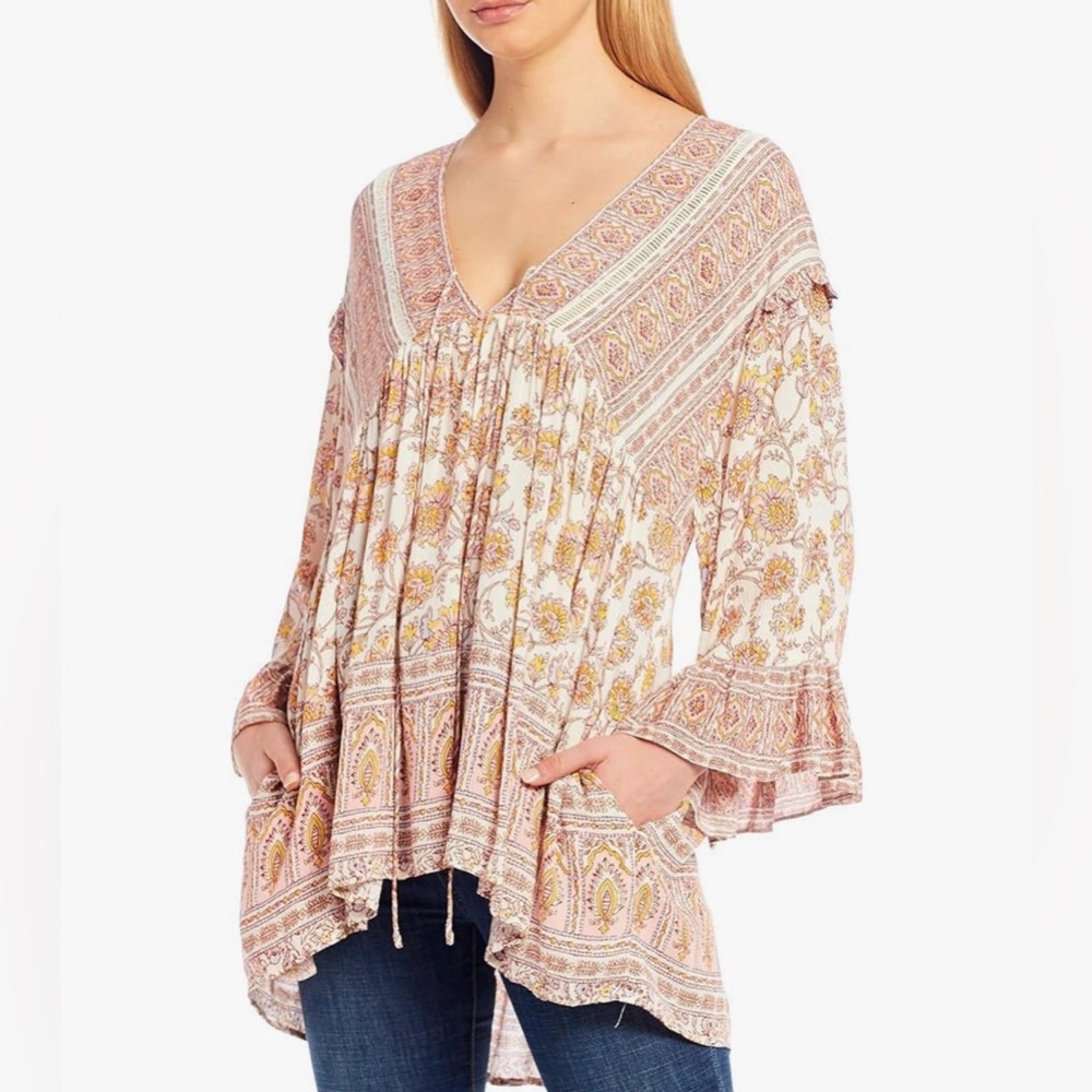 Free People Moonlight Dance Tunic NWT Boho Floral Festival Peasant Top S - Picture 10 of 10